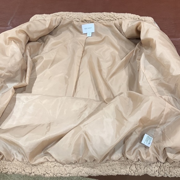 NINE West Faux Fur Tan Sherpa Teddy Zip Oversized Jacket | OVERSIZED XS - Picture 8 of 10